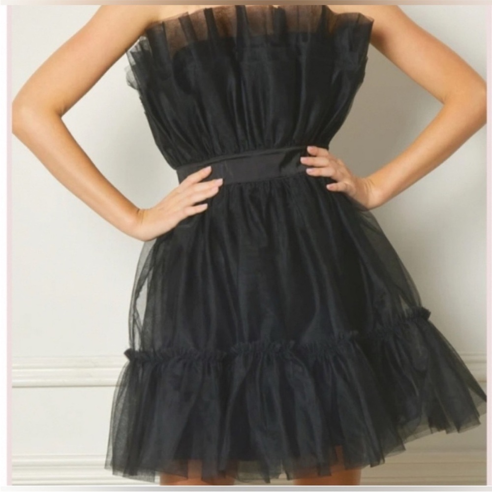 New Dance & Marvel Black Strapless Tulle Mini Dress size Small - Picture 2 of 11